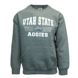 Utah State Aggies Aggie Bull Embroidered Crew Sweatshirt Gray